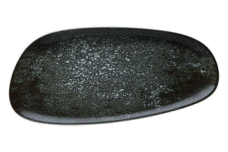 Cosmos Black - Tallrik flat 36cm, organisk form 12-pack