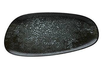 Cosmos Black - Tallrik flat 36cm, organisk form 12-pack