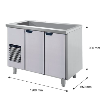 Porkka - Kylbänk GNS - Kylbrunn - Kylaggregat, 2 dörrar - Mått: 1260 x 650 x 900 mm