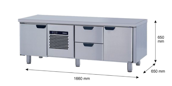 Porkka - Grillkylbänk GNL - Kylaggregat, 3 Moduler - Mått: 1660 x 650 x 650 mm - 28