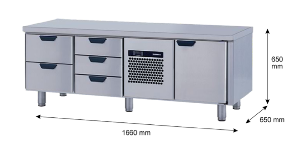 Porkka - Grillkylbänk GNL - Kylaggregat, 3 Moduler - Mått: 1660 x 650 x 650 mm - 67