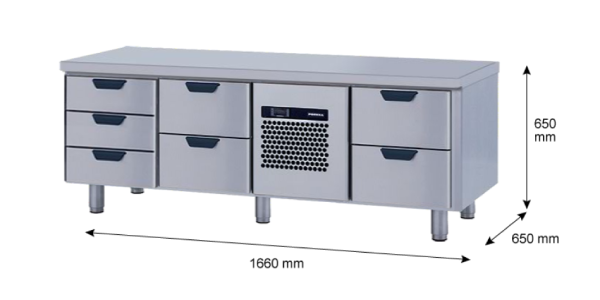 Porkka - Grillkylbänk GNL - Kylaggregat, 3 Moduler - Mått: 1660 x 650 x 650 mm - 74