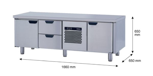 Porkka - Grillkylbänk GNL - Kylaggregat, 3 Moduler - Mått: 1660 x 650 x 650 mm - 55