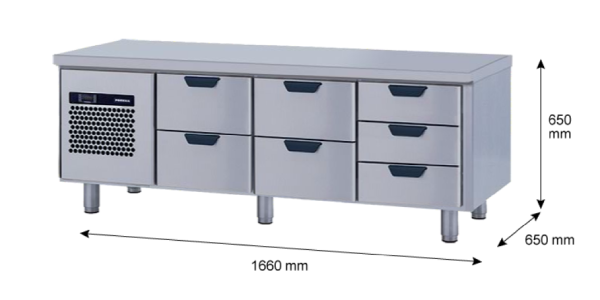 Porkka - Grillkylbänk GNL - Kylaggregat, 3 Moduler - Mått: 1660 x 650 x 650 mm - 15