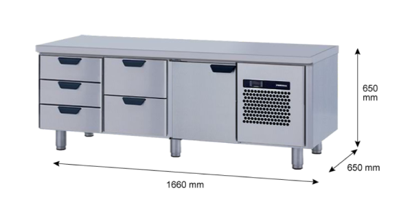 Porkka - Grillkylbänk GNL - Kylaggregat, 3 Moduler - Mått: 1660 x 650 x 650 mm - 100