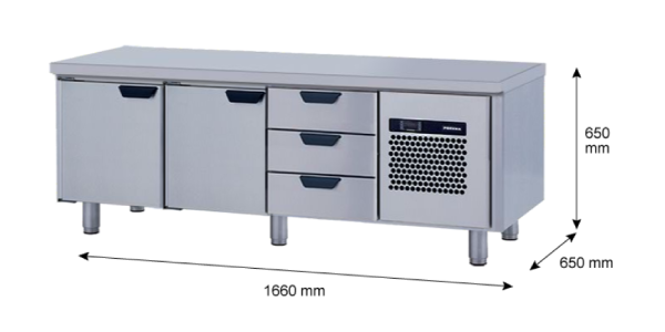 Porkka - Grillkylbänk GNL - Kylaggregat, 3 Moduler - Mått: 1660 x 650 x 650 mm - 81