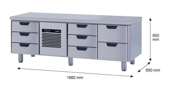 Porkka - Grillkylbänk GNL - Kylaggregat, 3 Moduler - Mått: 1660 x 650 x 650 mm - 50