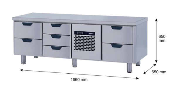 Porkka - Grillkylbänk GNL - Kylaggregat, 3 Moduler - Mått: 1660 x 650 x 650 mm - 68