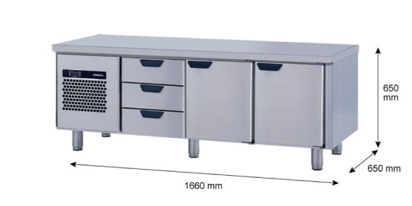 Porkka - Grillkylbänk GNL - Kylaggregat, 3 Moduler - Mått: 1660 x 650 x 650 mm - 16