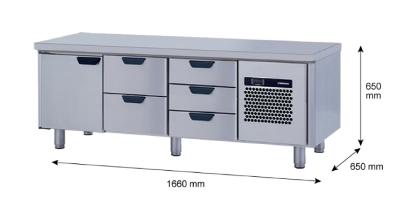 Porkka - Grillkylbänk GNL - Kylaggregat, 3 Moduler - Mått: 1660 x 650 x 650 mm - 84