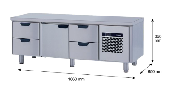 Porkka - Grillkylbänk GNL - Kylaggregat, 3 Moduler - Mått: 1660 x 650 x 650 mm - 89