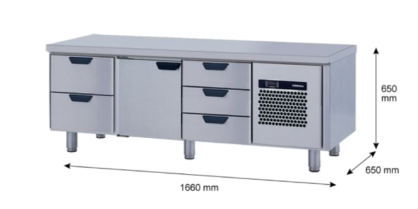 Porkka - Grillkylbänk GNL - Kylaggregat, 3 Moduler - Mått: 1660 x 650 x 650 mm - 90