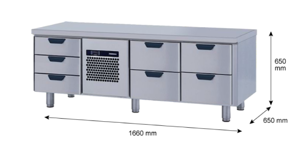 Porkka - Grillkylbänk GNL - Kylaggregat, 3 Moduler - Mått: 1660 x 650 x 650 mm - 47