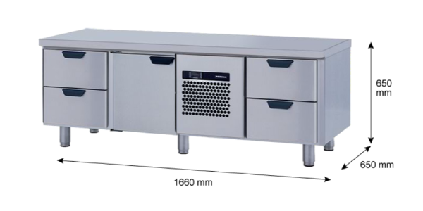 Porkka - Grillkylbänk GNL - Kylaggregat, 3 Moduler - Mått: 1660 x 650 x 650 mm - 62