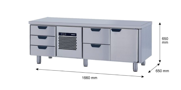 Porkka - Grillkylbänk GNL - Kylaggregat, 3 Moduler - Mått: 1660 x 650 x 650 mm - 46