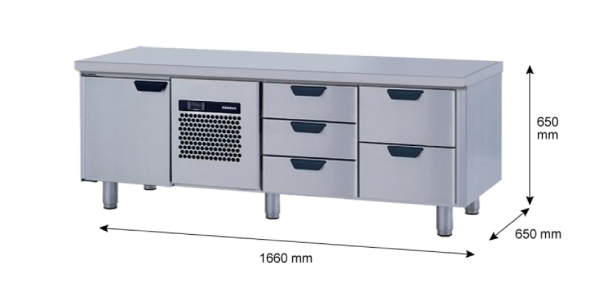 Porkka - Grillkylbänk GNL - Kylaggregat, 3 Moduler - Mått: 1660 x 650 x 650 mm - 32