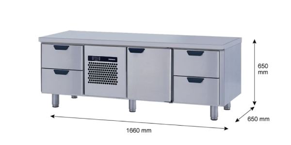 Porkka - Grillkylbänk GNL - Kylaggregat, 3 Moduler - Mått: 1660 x 650 x 650 mm - 35