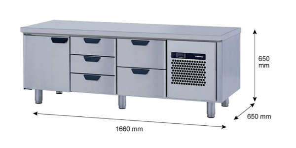 Porkka - Grillkylbänk GNL - Kylaggregat, 3 Moduler - Mått: 1660 x 650 x 650 mm - 86