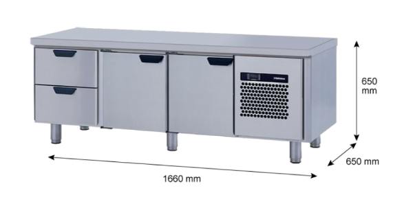 Porkka - Grillkylbänk GNL - Kylaggregat, 3 Moduler - Mått: 1660 x 650 x 650 mm - 88