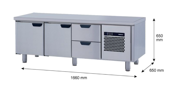 Porkka - Grillkylbänk GNL - Kylaggregat, 3 Moduler - Mått: 1660 x 650 x 650 mm - 80