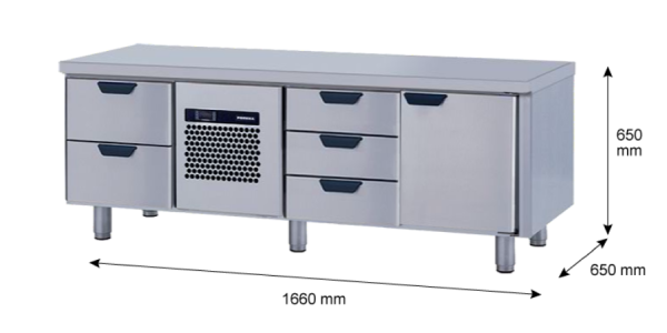 Porkka - Grillkylbänk GNL - Kylaggregat, 3 Moduler - Mått: 1660 x 650 x 650 mm - 40