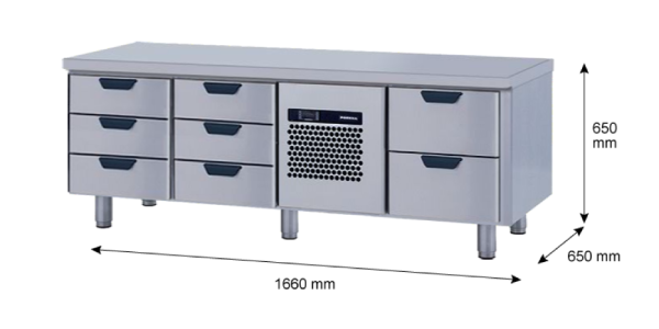 Porkka - Grillkylbänk GNL - Kylaggregat, 3 Moduler - Mått: 1660 x 650 x 650 mm - 77