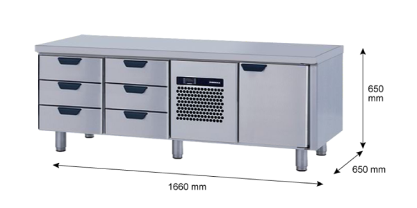 Porkka - Grillkylbänk GNL - Kylaggregat, 3 Moduler - Mått: 1660 x 650 x 650 mm - 76