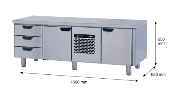 Porkka - Grillkylbänk GNL - Kylaggregat, 3 Moduler - Mått: 1660 x 650 x 650 mm - 70