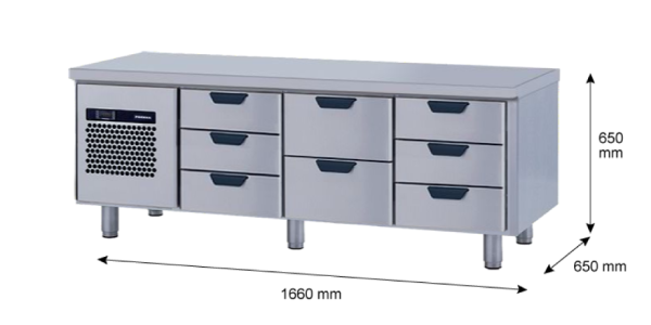 Porkka - Grillkylbänk GNL - Kylaggregat, 3 Moduler - Mått: 1660 x 650 x 650 mm - 21