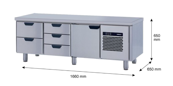 Porkka - Grillkylbänk GNL - Kylaggregat, 3 Moduler - Mått: 1660 x 650 x 650 mm - 94