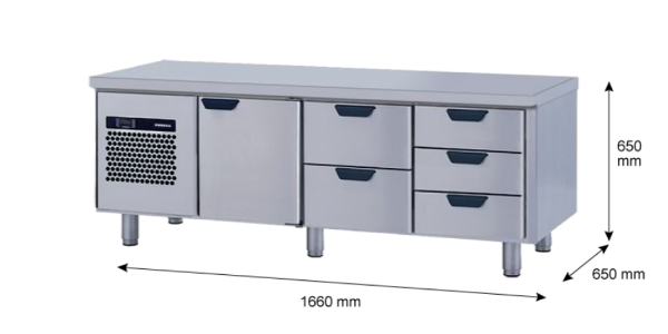 Porkka - Grillkylbänk GNL - Kylaggregat, 3 Moduler - Mått: 1660 x 650 x 650 mm - 6
