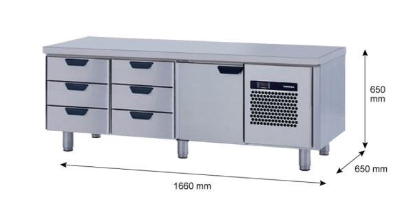 Porkka - Grillkylbänk GNL - Kylaggregat, 3 Moduler - Mått: 1660 x 650 x 650 mm - 103