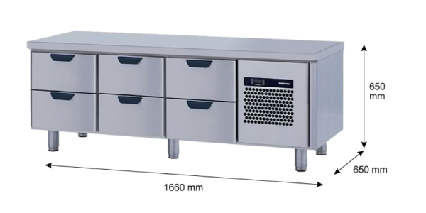 Porkka - Grillkylbänk GNL - Kylaggregat, 3 Moduler - Mått: 1660 x 650 x 650 mm - 92