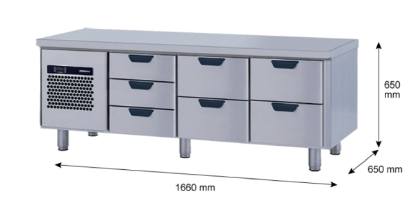 Porkka - Grillkylbänk GNL - Kylaggregat, 3 Moduler - Mått: 1660 x 650 x 650 mm - 20