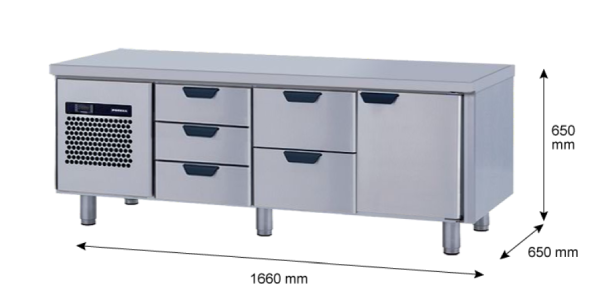 Porkka - Grillkylbänk GNL - Kylaggregat, 3 Moduler - Mått: 1660 x 650 x 650 mm - 19