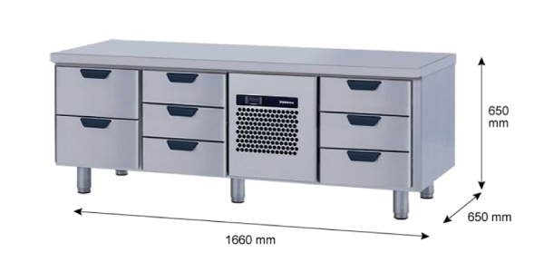 Porkka - Grillkylbänk GNL - Kylaggregat, 3 Moduler - Mått: 1660 x 650 x 650 mm - 69