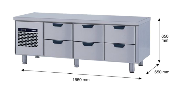 Porkka - Grillkylbänk GNL - Kylaggregat, 3 Moduler - Mått: 1660 x 650 x 650 mm - 14