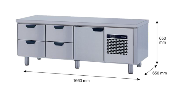 Porkka - Grillkylbänk GNL - Kylaggregat, 3 Moduler - Mått: 1660 x 650 x 650 mm - 91