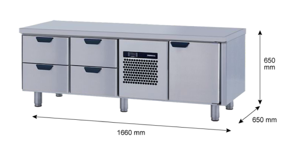 Porkka - Grillkylbänk GNL - Kylaggregat, 3 Moduler - Mått: 1660 x 650 x 650 mm - 64