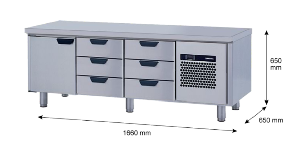 Porkka - Grillkylbänk GNL - Kylaggregat, 3 Moduler - Mått: 1660 x 650 x 650 mm - 87