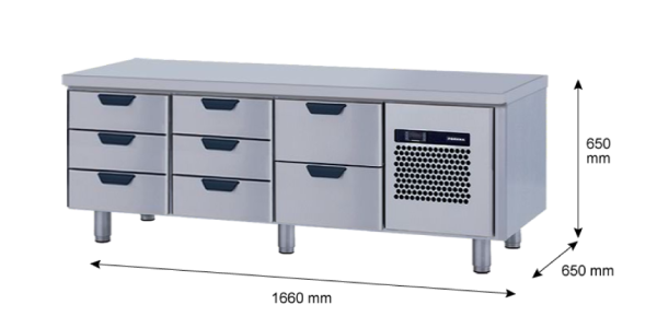 Porkka - Grillkylbänk GNL - Kylaggregat, 3 Moduler - Mått: 1660 x 650 x 650 mm - 104