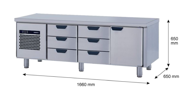 Porkka - Grillkylbänk GNL - Kylaggregat, 3 Moduler - Mått: 1660 x 650 x 650 mm - 22