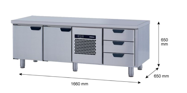 Porkka - Grillkylbänk GNL - Kylaggregat, 3 Moduler - Mått: 1660 x 650 x 650 mm - 54