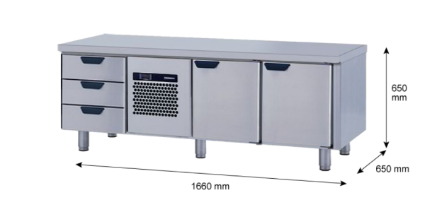 Porkka - Grillkylbänk GNL - Kylaggregat, 3 Moduler - Mått: 1660 x 650 x 650 mm - 43