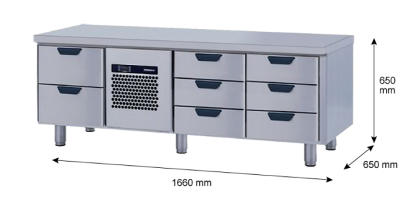 Porkka - Grillkylbänk GNL - Kylaggregat, 3 Moduler - Mått: 1660 x 650 x 650 mm - 42