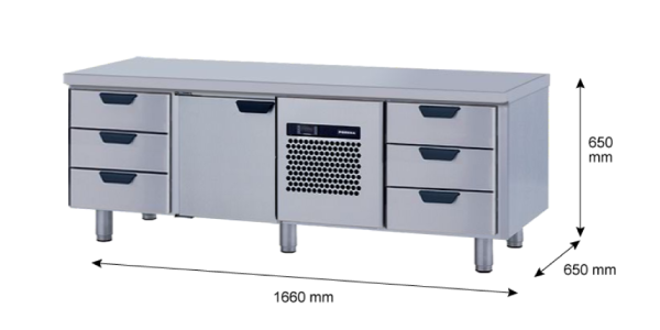 Porkka - Grillkylbänk GNL - Kylaggregat, 3 Moduler - Mått: 1660 x 650 x 650 mm - 72