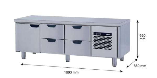 Porkka - Grillkylbänk GNL - Kylaggregat, 3 Moduler - Mått: 1660 x 650 x 650 mm - 83