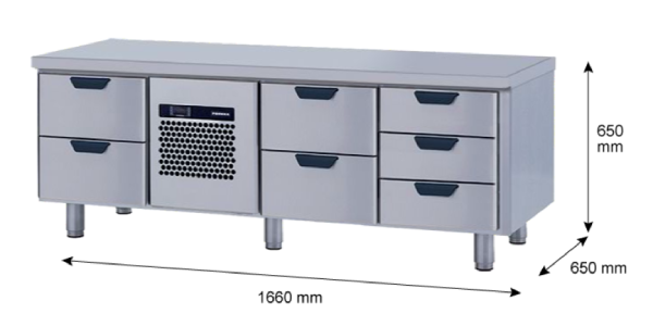 Porkka - Grillkylbänk GNL - Kylaggregat, 3 Moduler - Mått: 1660 x 650 x 650 mm - 39