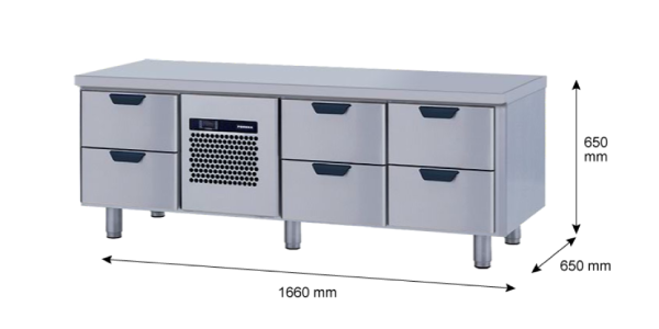 Porkka - Grillkylbänk GNL - Kylaggregat, 3 Moduler - Mått: 1660 x 650 x 650 mm - 38