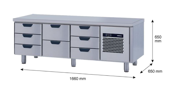Porkka - Grillkylbänk GNL - Kylaggregat, 3 Moduler - Mått: 1660 x 650 x 650 mm - 102